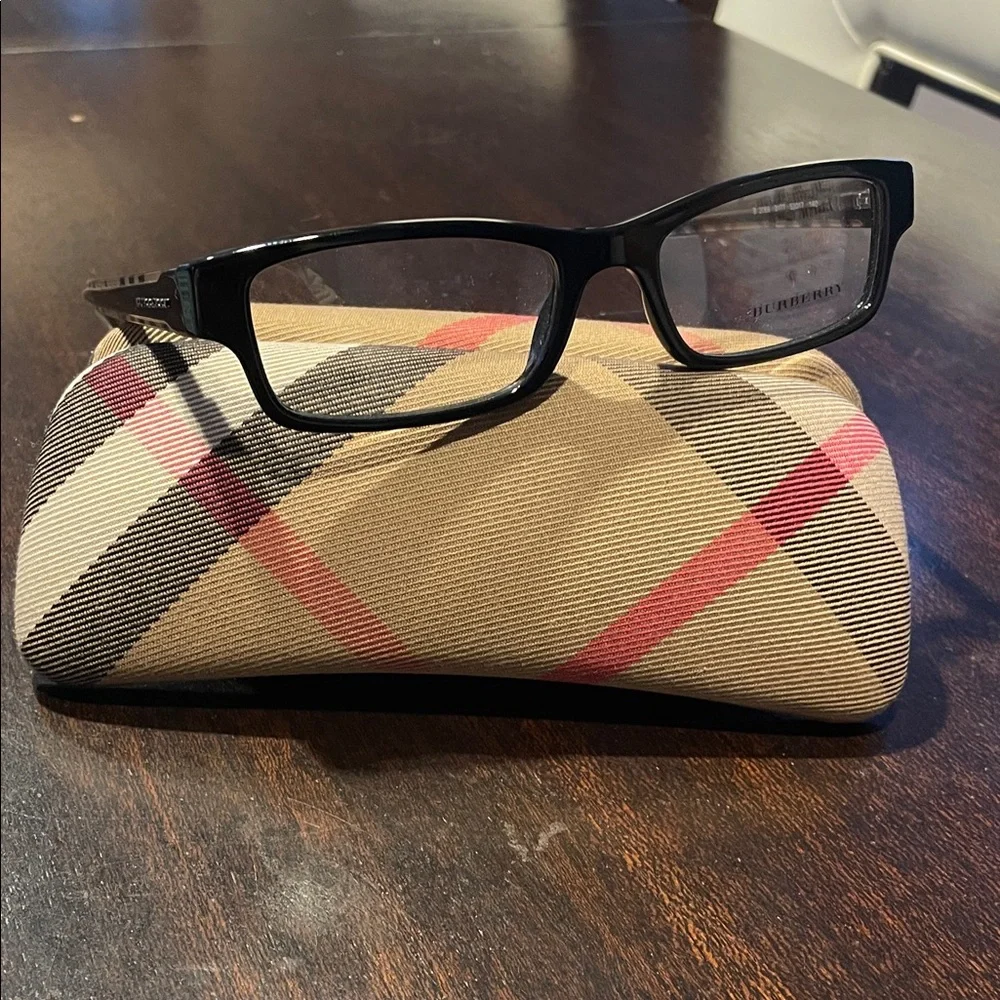 Burberry Black Eyeglasses with Plaid Case - Picture 3 of 4